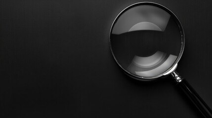Magnifying Glass with Black Handle on Dark Textured Surface Highlighting Focus and Detail