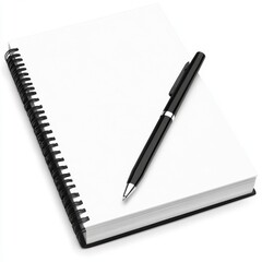 Blank Spiral Notebook with a Sleek Black Pen Resting Diagonally on Top