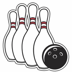 bowling ball and pins on white background