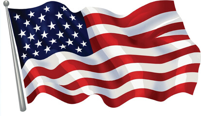 Fototapeta premium Waving American flag graphic set against a clear blue sky, representing freedom and patriotism
