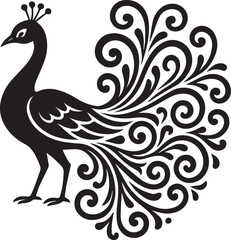 ornament, silhouette, bird, element, illustration, decoration, clip art, feather, peacock, tattoo
