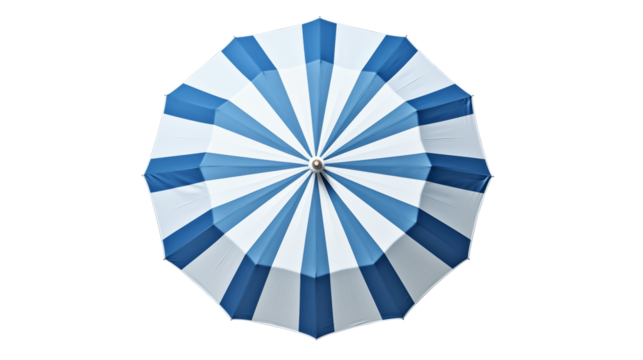 Blue and White Striped Umbrella Overhead View