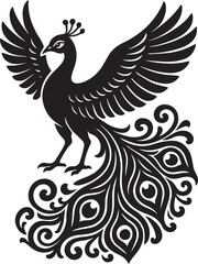 ornament, silhouette, bird, element, illustration, decoration, clip art, feather, peacock, tattoo
