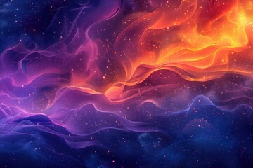 Abstract cosmic flames swirling in nebula space