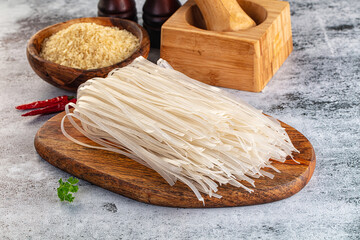 Raw dry pho noodles for cooking