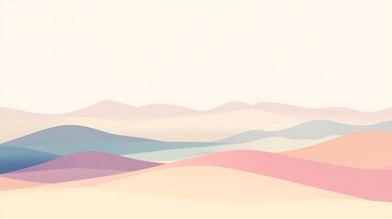 Pastel Colored Hills Under a Soft White Sky