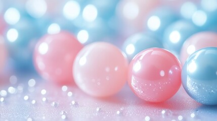 Pastel beaded necklace, close-up,  soft light,  blurred background