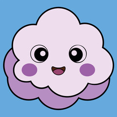 Vector illustration of cute cloud with eyes, funny style