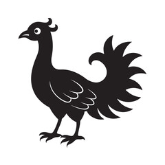 Fototapeta premium Cartoon rooster vector illustration, a farm poultry animal with a prominent beak