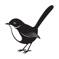 Isolated splendid fairywren silhouette vector illustration on a branch