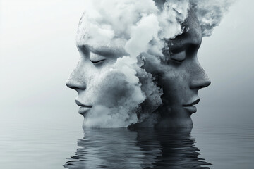 Bipolar Disorder and Borderline Personality Disorder: Illustration of Dual Faces Depicting Emotional Shifts, Mental Health Challenges, and Mood Instability.