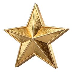 Gold Star Isolated on White Background &ndash; Shiny Metallic Award Symbol