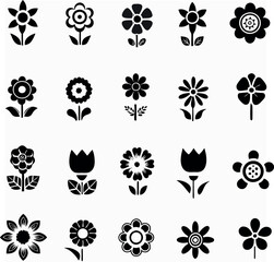 Fototapeta premium Flower-vector-set--flowers-icon. 