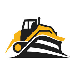 bulldozer logo vector design and illustration.