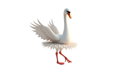 Obraz premium White Swan Dancing Ballet Wearing a Tutu Against Transparent Background