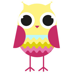 Naklejka premium Flat vector illustration. Cute bright colorful owl. Children's illustration on a white background.