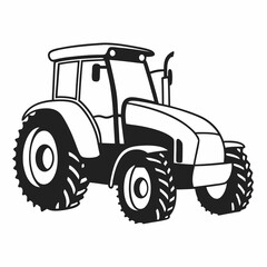 Obraz premium a line art vector illustration of black and white tractor icon in white background