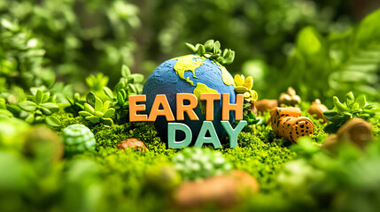 Creative Earth Day celebration with miniature eco friendly scene