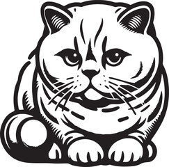 Elegant British Shorthair Cat Vector – Black and White Design