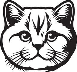 Elegant British Shorthair Cat Vector – Black and White Design