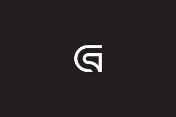 Linear Letter G or GG monogram with black background. 
