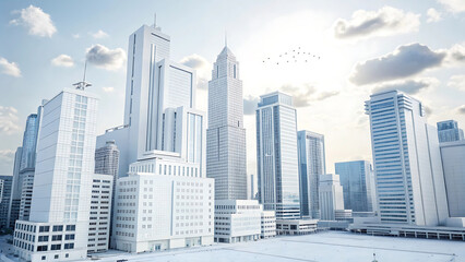 Fototapeta premium Abstract White Cityscape Modern Architecture and Urban Design