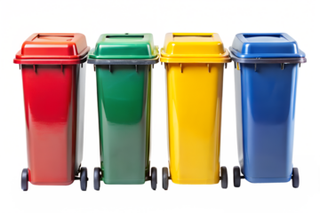 Set of Multicolored Recycling Bins Isolated on White

