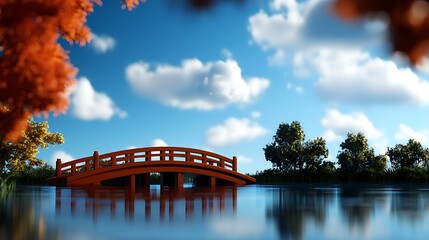 Serene Autumn Bridge Japanese Garden Tranquility.