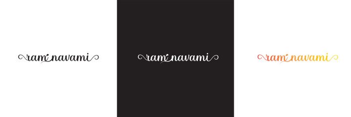 Happy ram Navami calligraphy text design. Typography poster banner, background etc. Vector illustration. isolated on white and black background. EPS 10
