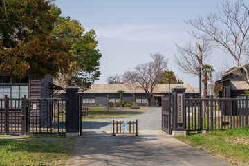 日本：桶川飛行学校平和祈念館（旧熊谷陸軍飛行学校桶川分教場）／入り口正面／埼玉県桶川市
