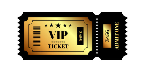 Elegant gold VIP ticket showcasing premium access for exclusive events and experiences
