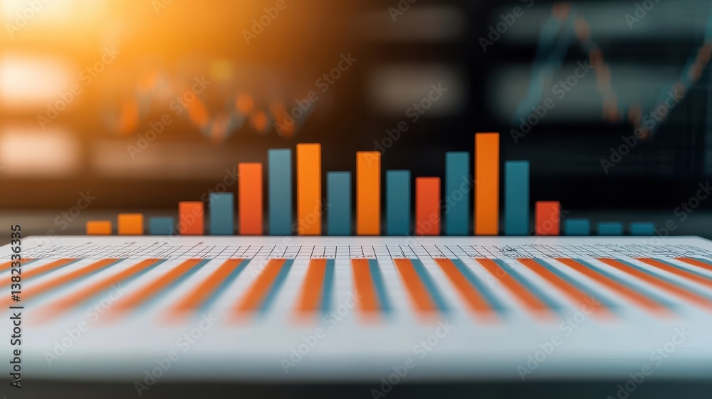 Wall mural financial growth chart data analysis report business success graph showing increase in profits and r