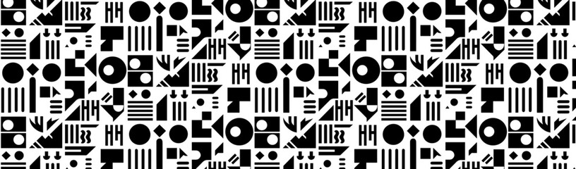 Seamless Black and White Geometric Abstract Pattern Perfect for Fashion, Home Decor, and Branding.