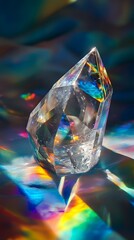 Clear Crystal on Iridescent Surface