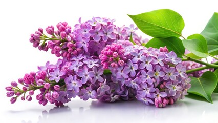 Fototapeta premium Vintage Lilac Branch, Isolated White Background - Antique Floral Photography