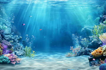 Underwater blue ocean sandy background