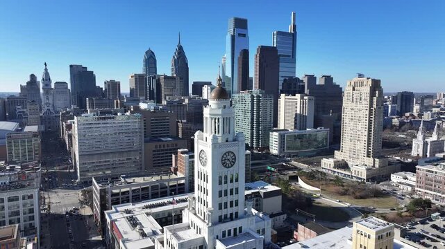Downtown Philadelphia At Philadelphia In Pennsylvania United States. Downtown City. Metropolis Landscape. Downtown Philadelphia At Pennsylvania United States. Financial District. Stunning Cityscape.
