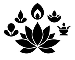 Minimal style cad tree line drawing, Side view, set of graphics trees elements outline symbol for architecture and landscape design drawing.