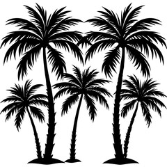 Minimal style cad tree line drawing, Side view, set of graphics trees elements outline symbol for architecture and landscape design drawing.