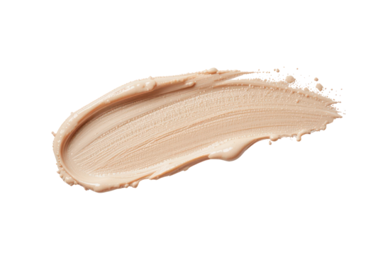 nude brush stroke. textured smear of skin care and makeup cosmetic products isolated on transparent or white background, makeup smudge, cream cosmetic smudge or paint brush stroke