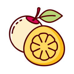 Sweet Yellow Fruit Illustration Whole and Halved Citrus