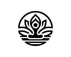 Yoga logo design icon symbol vector illustration. International yoga day.  meditation, relaxation, and healthy lifestyle.