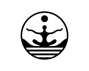 Yoga logo design icon symbol vector illustration. International yoga day.  meditation, relaxation, and healthy lifestyle.