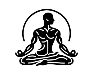 Yoga logo design icon symbol vector illustration. Yoga in Lotus Pose. International Yoga Day. Meditation, relaxation, and a healthy lifestyle.