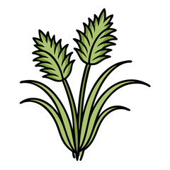 Fototapeta premium Green Grass Blades, Nature Illustration, Botany Drawing, Floral Design Element, Plant Life, Summery 