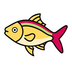 Cartoon Yellow Fish Illustration Colorful Aquatic Animal Design