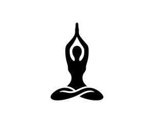 Yoga logo design icon symbol vector illustration. International yoga day.  meditation, relaxation, and healthy lifestyle.