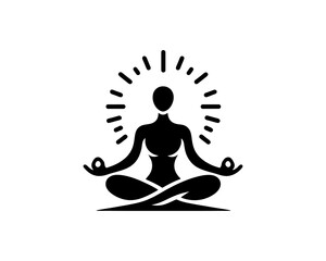 Yoga logo design icon symbol vector illustration. Yoga in Lotus Pose. International Yoga Day. Meditation, relaxation, and a healthy lifestyle.