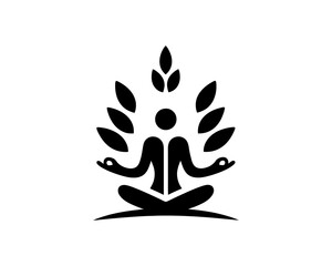 Yoga logo design icon symbol vector illustration. International yoga day.  meditation, relaxation, and healthy lifestyle.