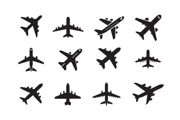 Airplane icon set vector on white background